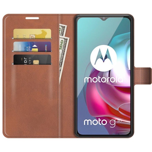 Hållbart konstläder Motorola Moto G30 / Motorola Moto G10 fodral med plånbok - Brun Brun