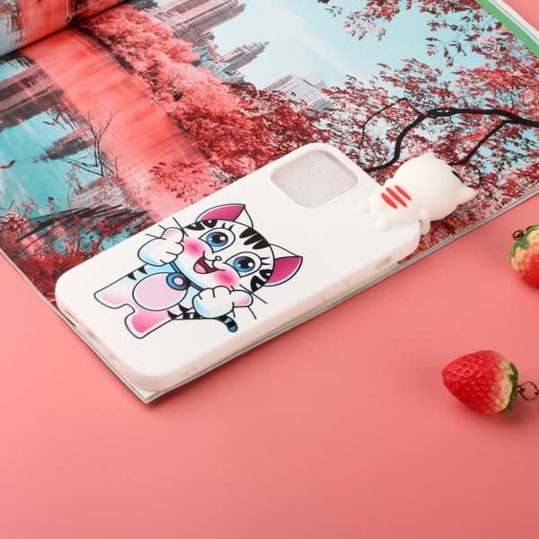 Cute 3d iPhone 12 Pro Max Etui - Katt White