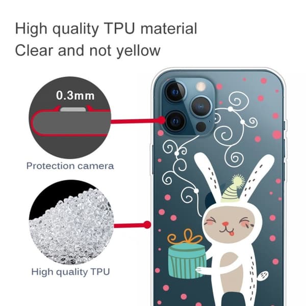 Fluffy Rabbit iPhone 12 Pro Max deksel - Kanin Med Gave White