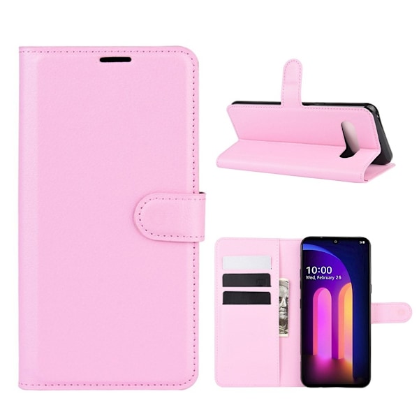 Classic LG V60 ThinQ 5G Flip Etui - Lyserød Pink