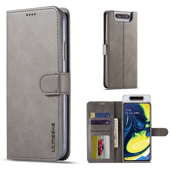 LC.Imeeke läder Samsung Galaxy A80 fodral - Silver/Grå Silvergrå