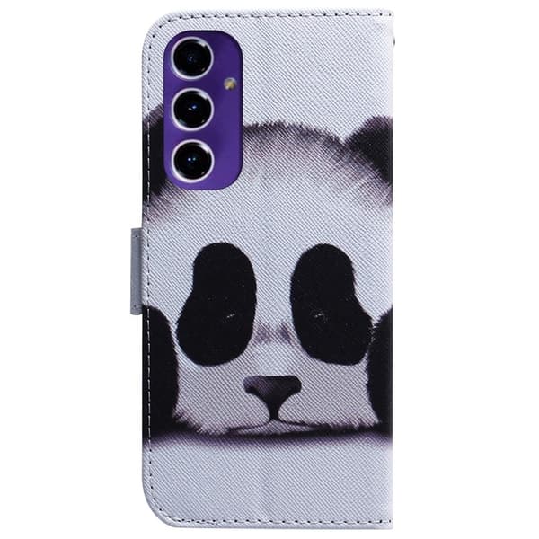 Telefonfodral med stativ Samsung Galaxy S24 FE Plånboksmönster med tryck Telefonfodral i läder - Panda Vit