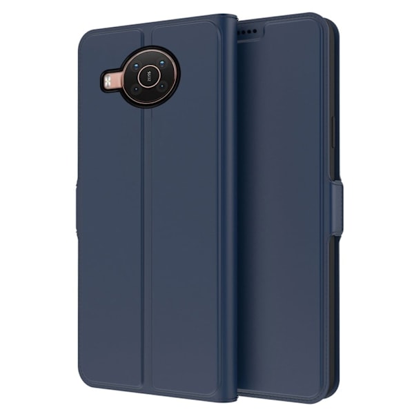 Glat og tyndt Premium Pu Læder Etui til Nokia X10 - Blå Blue