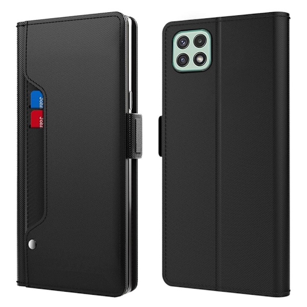 Phone Etui med Make-up Mirror og Slick Design til Samsung Galaxy A22 5G - Sort Black