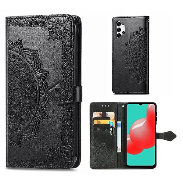 Mandala läder Samsung Galaxy A32 fodral - Svart Svart