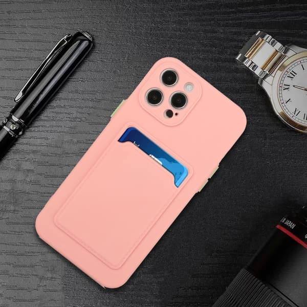 Card Holder Suojakuori For iPhone 13 Pro Max - Pinkki Pink