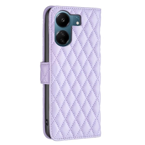 Rombemønster, matt flip-deksel for Xiaomi Redmi 13C / Xiaomi Poco C65 - Lilla Purple
