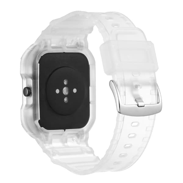 Amazfit GTS 4 / 3 / 2 / 1 silikonikellon hihna integroidulla suojuksella - Himmeä Läpinäkyvä Transparent