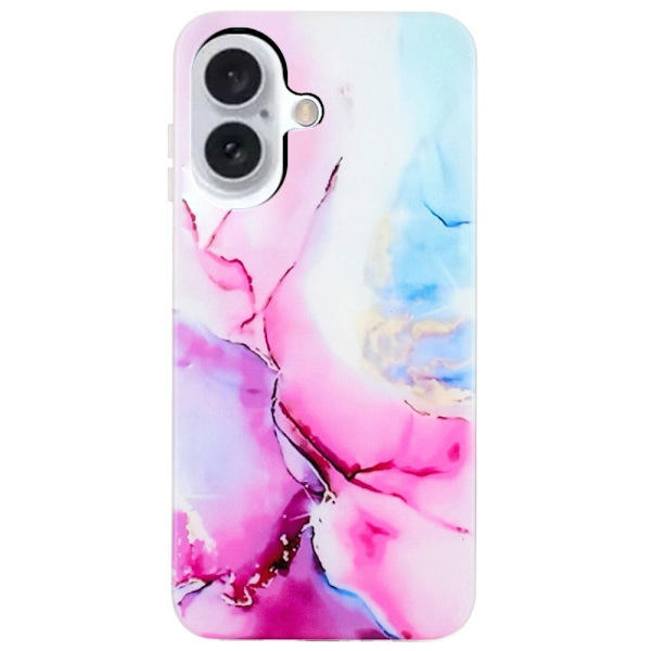 Marmormotiv iPhone 16 skal - Rosa / Blå Rosa