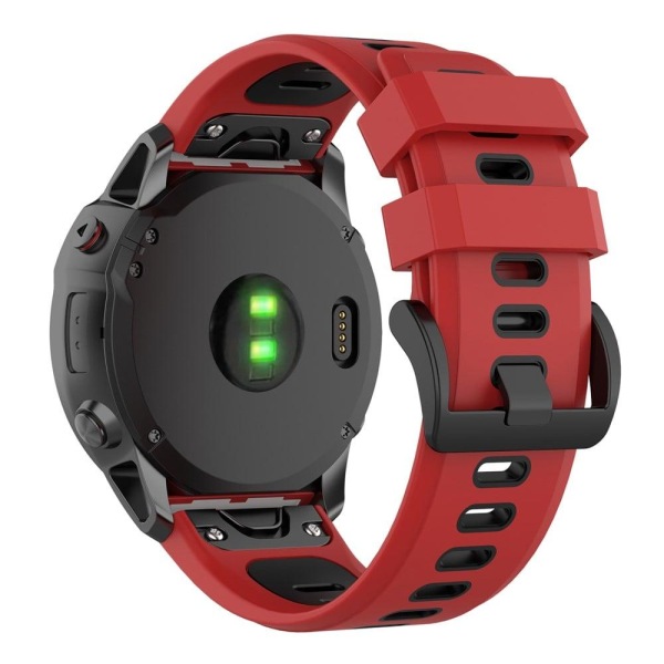 Garmin Fenix 7X tofarvet silikone-urrem - Rød / Sort Red