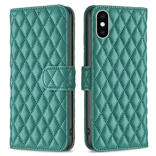 Rhombus mat iPhone Xs Max flip etui - Grøn Green