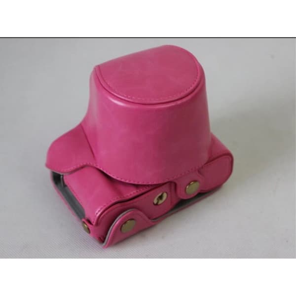 Fuji XA5 kameraskydd PU läder skyddande linsskydd bärrem lock - Rosenröd Rosa
