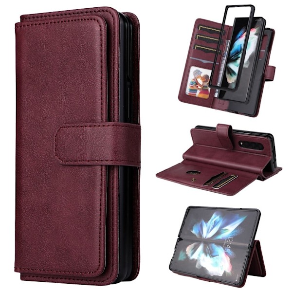 10-slot Lompakko Suojakotelo For Samsung Galaxy Z Fold4 - Viininpunainen Red