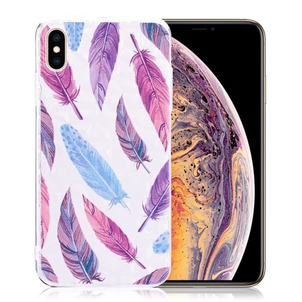 iPhone Xs Max etui med mønstret 3D-diamandstruktur - Feather Multicolor