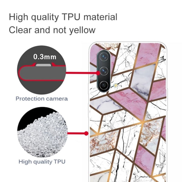 Marmormotiv OnePlus Nord CE 5G skal - Rosa / Vit / Grå Marmor multifärg