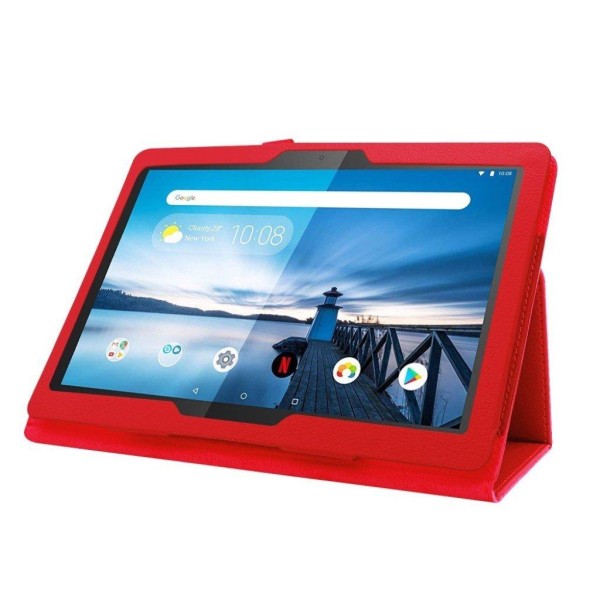 Lenovo Tab M10 litchi texture leather case - Red Röd