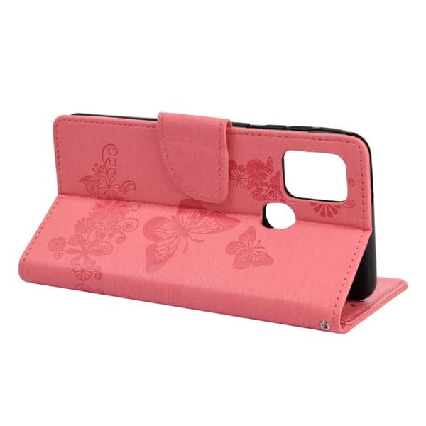 Butterfly läder Samsung Galaxy A21s fodral - Rosa Rosa