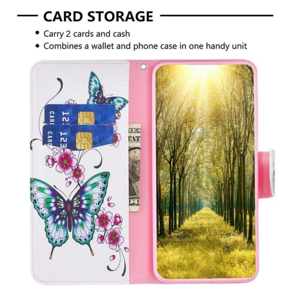 Wonderland Samsung Galaxy S23 Plus Flip Etui - Fersken Blossom og Sommerfugle Pink