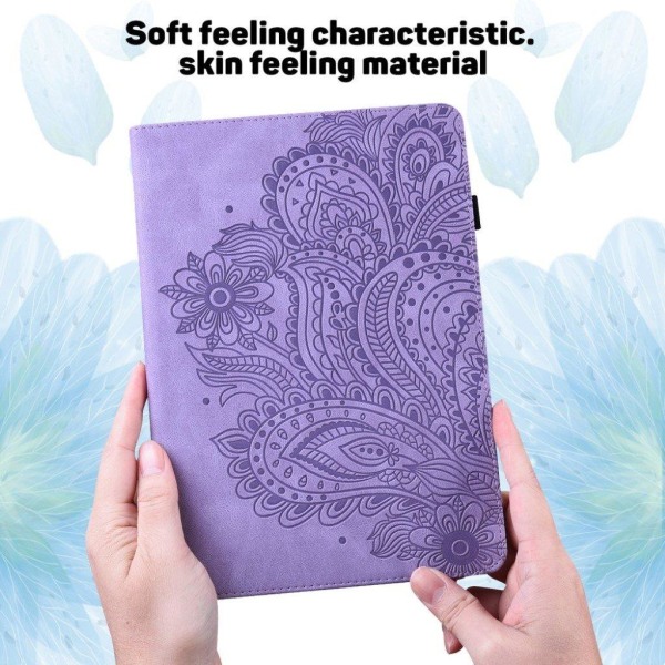 Imprinted flower leather case  for Lenovo Tab M10 FHD Plus - Pur Purple