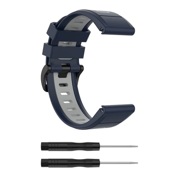 Garmin Fenix 7X tofarget klokkerem i silikon - Midnattsblå / Grå Blue