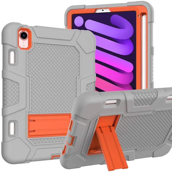 iPad Mini 6 (2021) TPU + silikonskydd - Grå / Orange Silvergrå