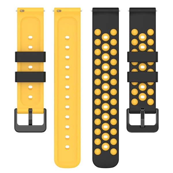 20 mm universal urrem i silikone - Sort / Gul Yellow
