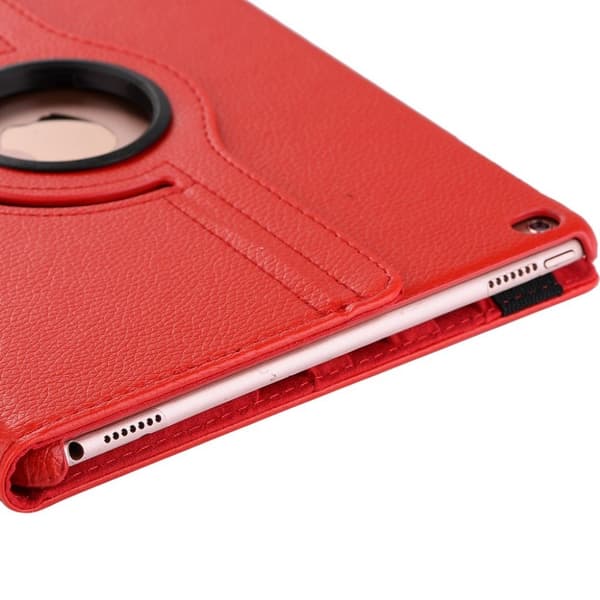 iPad (2017) Litchi Korn Roterende PU Lær Etui - Rød Red