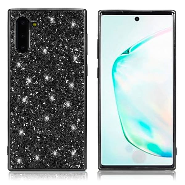 Glitter Samsung Galaxy Note 10 cover - Sort Black