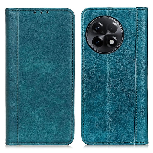 Äkta läder OnePlus 11R / OnePlus Ace 2 fodral med magnetisk stängning Grön