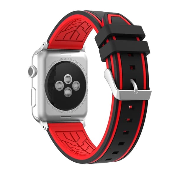 Apple Watch 44 mm dobbeltfarvet silikoneurrem - Sort / Rød Black