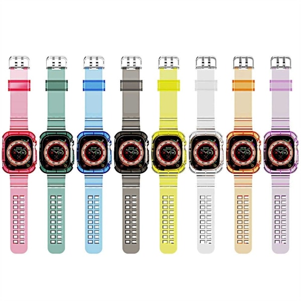 Apple Watch Ultraklart klockarmband med integrerat skydd - Genomskinlig Gul Gul