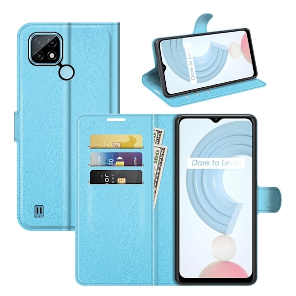 Klassisk Realme C21 flip etui - Blå Blue
