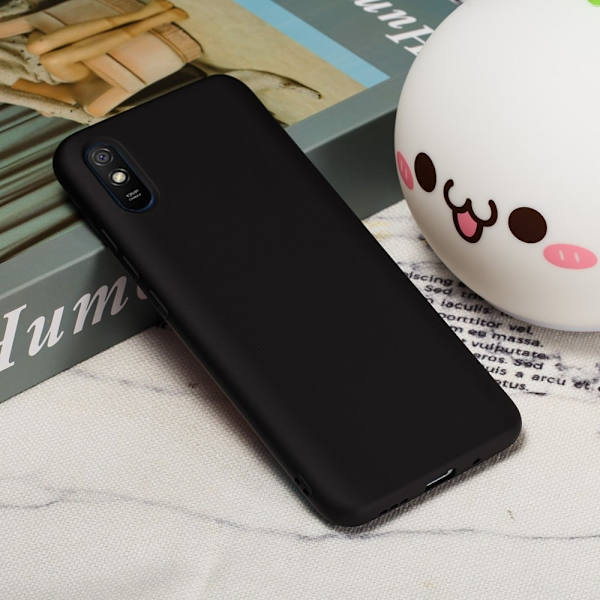 Matte Liquid silikone cover til Xiaomi Redmi 9A - Sort Black