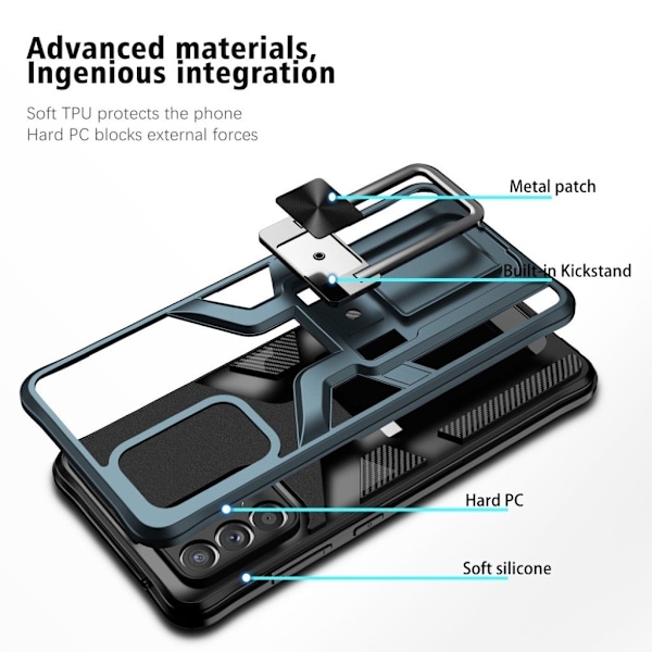 Shockproof Hybrid Suojakuori With Kickstand For Samsung Galaxy A72 5G - Sininen Blue