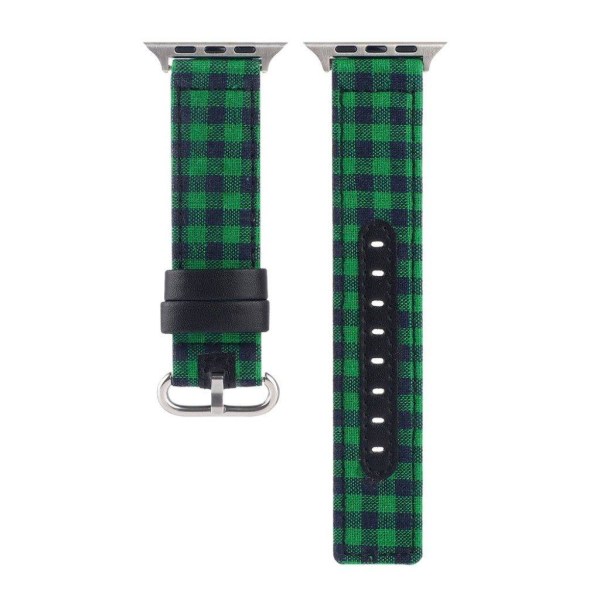 Apple Watch Series 6 / 5 44mm plaid nylon watch band - Black / Green Grön