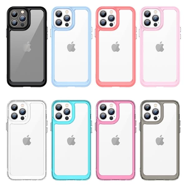 iPhone 13 Pro Max älykäs akryylikansi - Läpinäkyvä Harmaa Silver grey