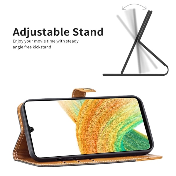 BINFEN tvåfärgat läder Samsung Galaxy A13 4G fodral - Svart Svart