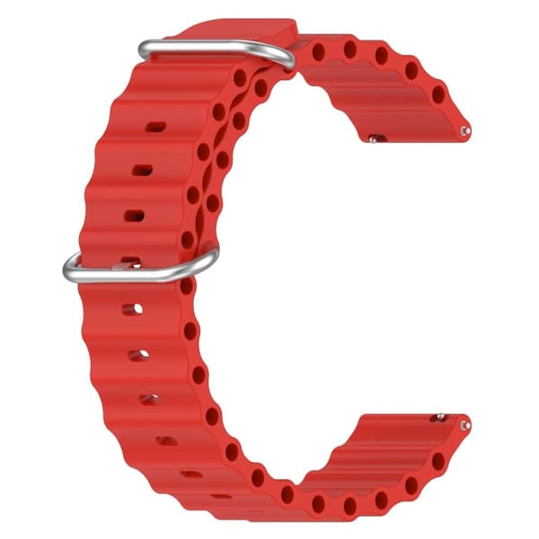 20mm universaali aaltomuotoilu silikoninen kellohihna - Punainen Red