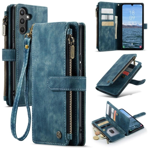 CaseMe zipper-wallet phone case for Samsung Galaxy A34 5G - Blue Blå