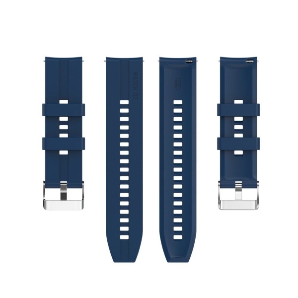 20mm Universal adjustable silicone watch strap - Silver Steel Buckle / Dark Blue Blue