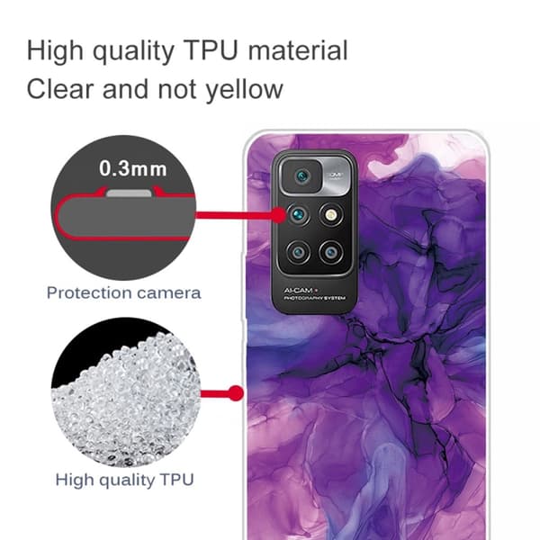 Marble Xiaomi Redmi 10 Prime / Redmi 10 Etui - Drømmende Lilla Marmor Multicolor