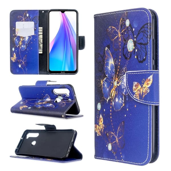 Wonderland Xiaomi Redmi Note 8T flip-etui - Krystall Sommerfugl Multicolor