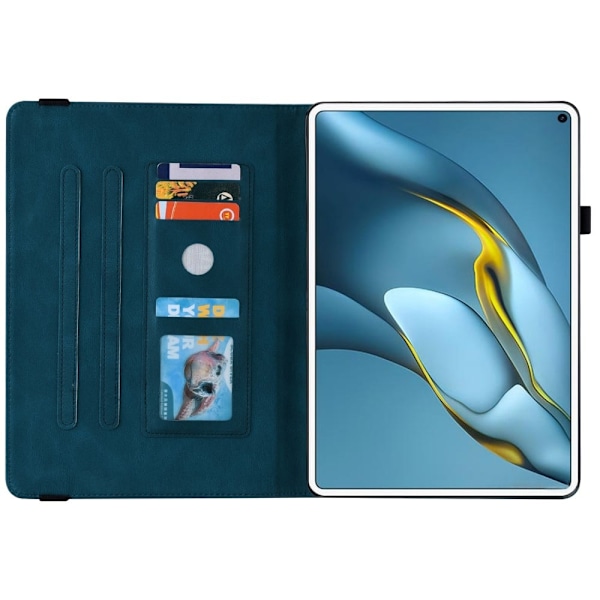 Huawei MatePad Pro 10.8 (2021) läderfodral med fjärilsblommönster - Blå Blå