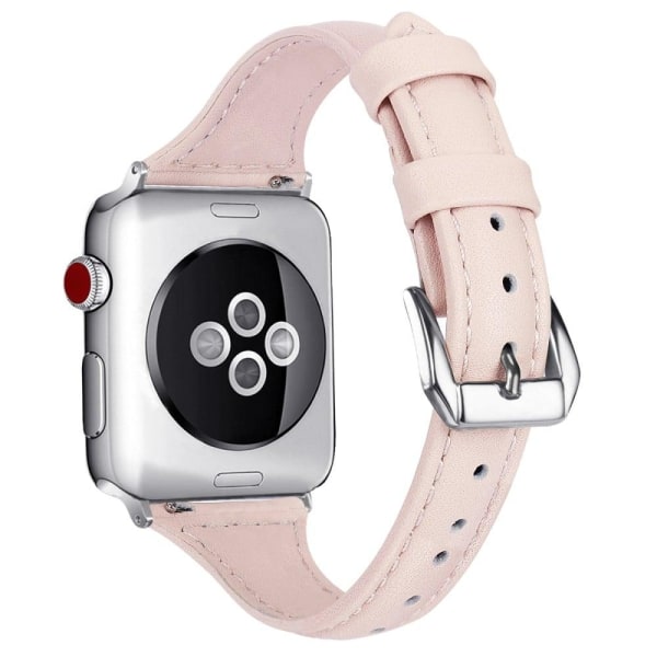 Apple Watch (41mm) B6 äkta Läder Klockarmband - Rosa / Storlek: Rosa