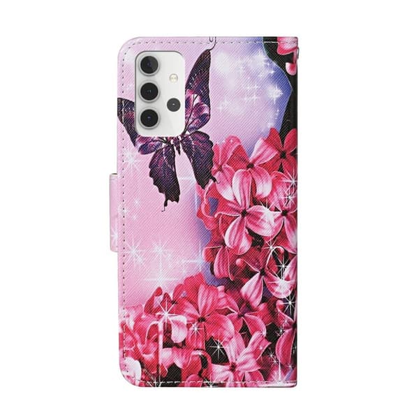 Wonderland Samsung Galaxy A32 Flippetui - Blomst og Sommerfugl Red