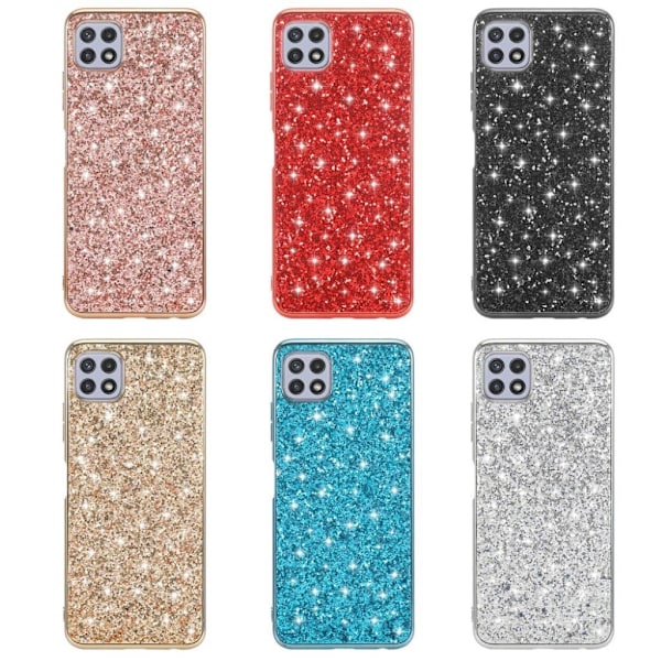 Glitter Samsung Galaxy A22 5G skal - Silver/Grå Silvergrå