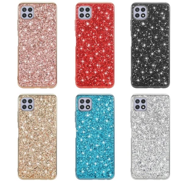 Glitter Samsung Galaxy A22 5G Suojakotelo - Hopea Silver grey