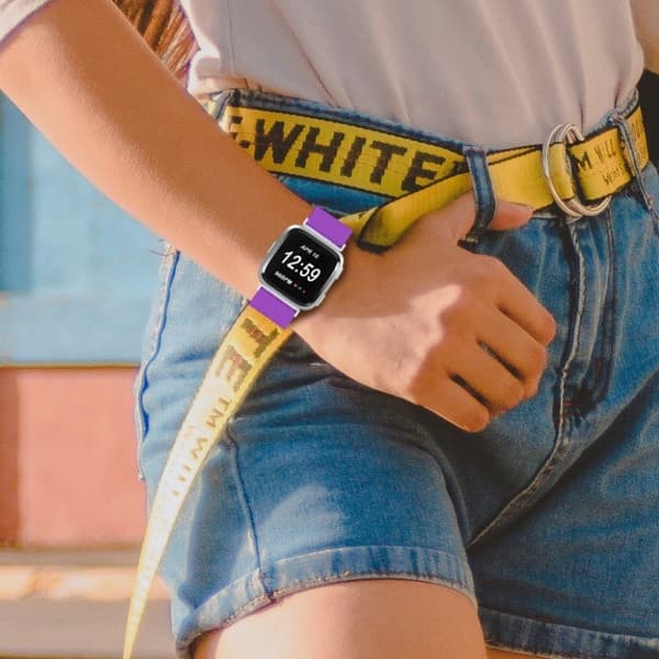 Apple Watch 44mm elastisk urrem - Mørklilla Purple