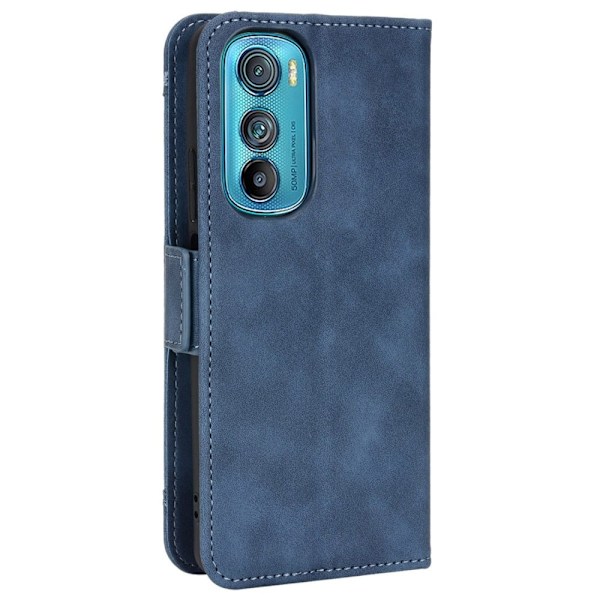Modernt Motorola Edge 30 fodral med plånbok - Blå Blå