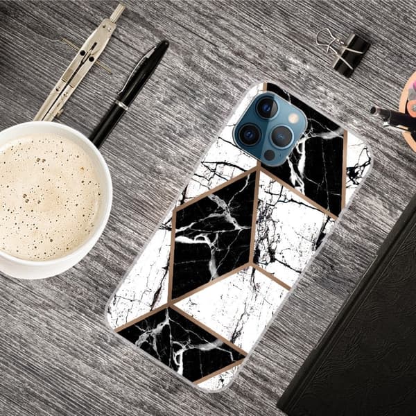 Marble iPhone 15 Pro Suojakotelo - Musta And Valkoinen Diamond White
